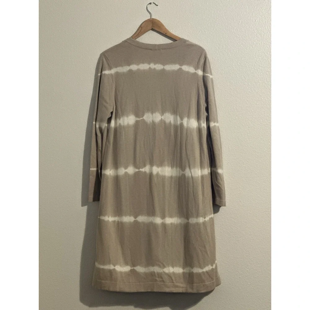 J‎ Jill Pure Jill Cardigan Sweater Womens XL Tan Striped Duster Button Up BOHO